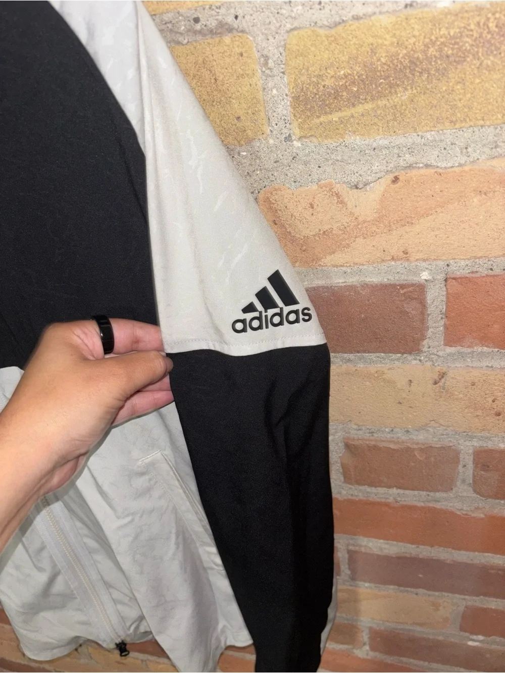 Adidas Men’s Black & White Windbreaker Zip-Up Jacket